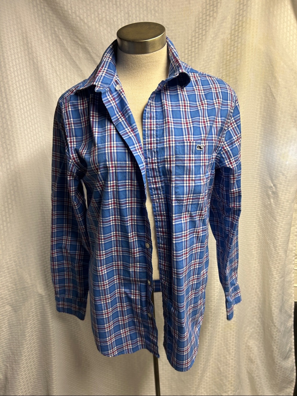Vineyard Vines Men's Blue Plaid Button-Up Shirt - Classic Casual